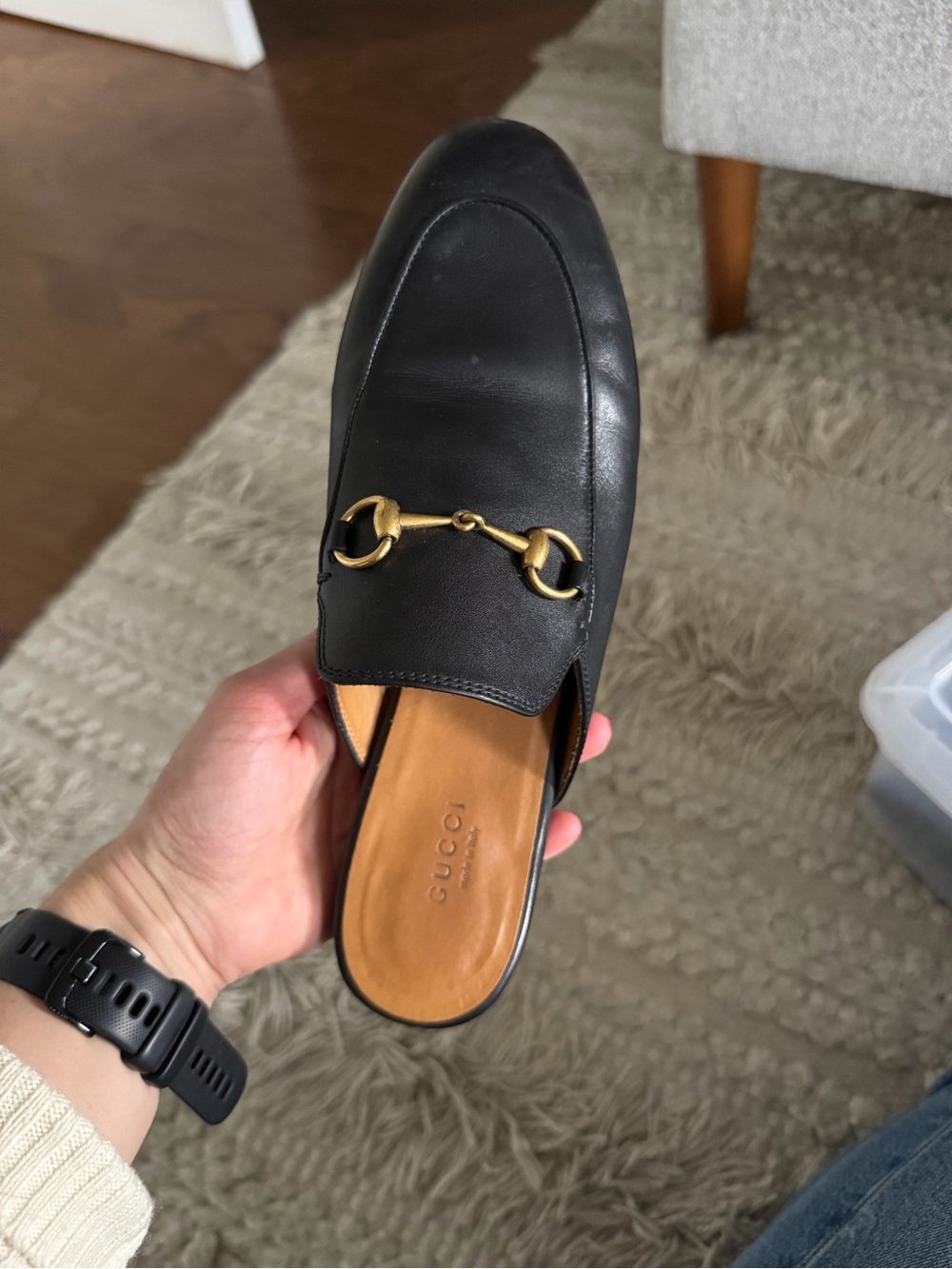 Gucci Black Leather Horsebit Princetown Mule - Picture 2 of 3